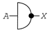 DIN40700 Symbol of an NOT (inverter) logic-gate.